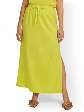 Linen-Blend Tie-Waist Maxi Skirt