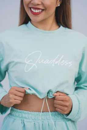 Loungewear Drawstring Cropped Jumper - Mint