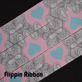 Loving Teddy Bear Ribbon - 1 inch Printed Grosgrain