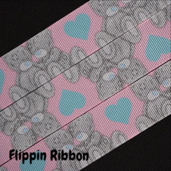 Loving Teddy Bear Ribbon - 1 inch Printed Grosgrain