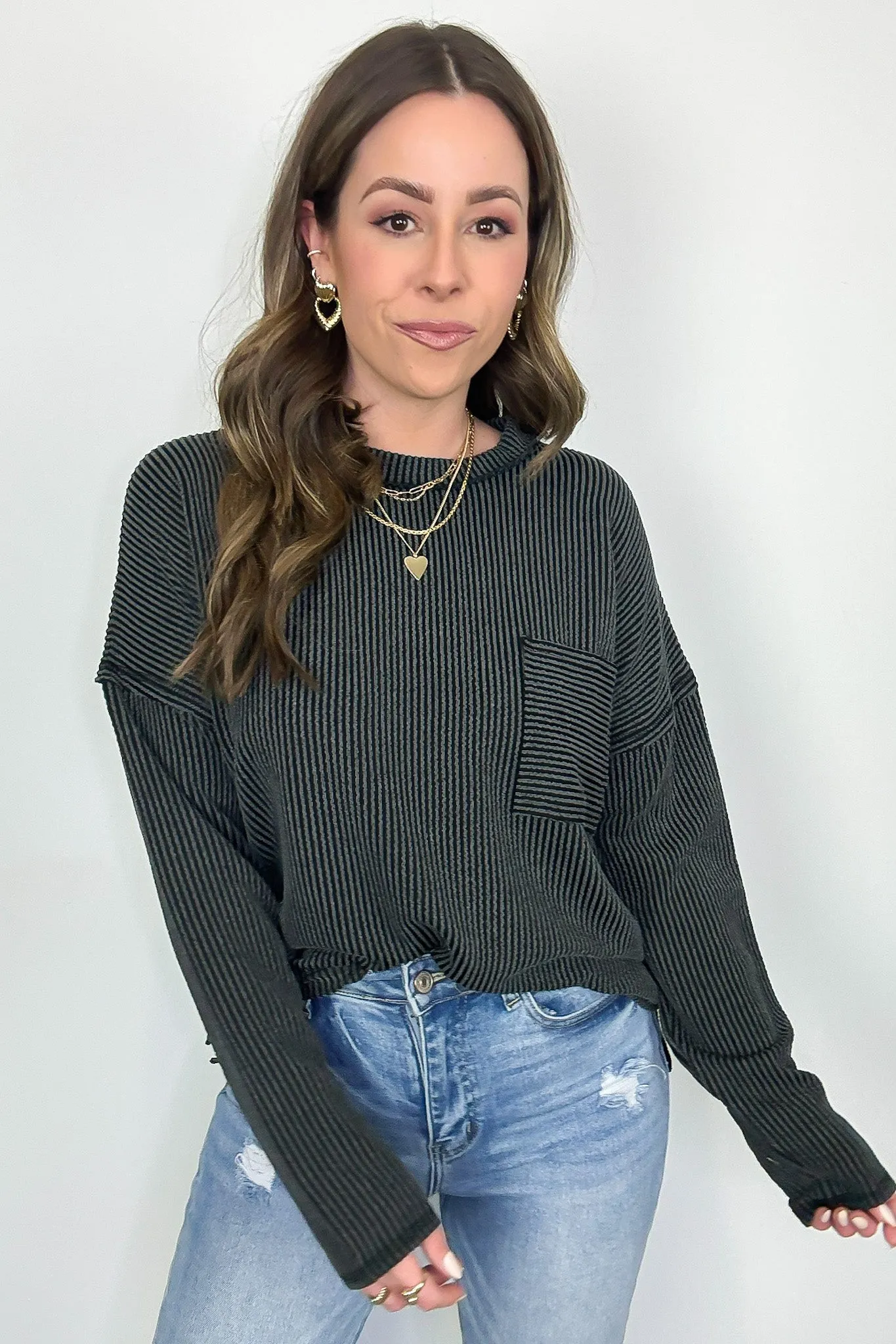 Maryanna Rib Knit Pocket Top