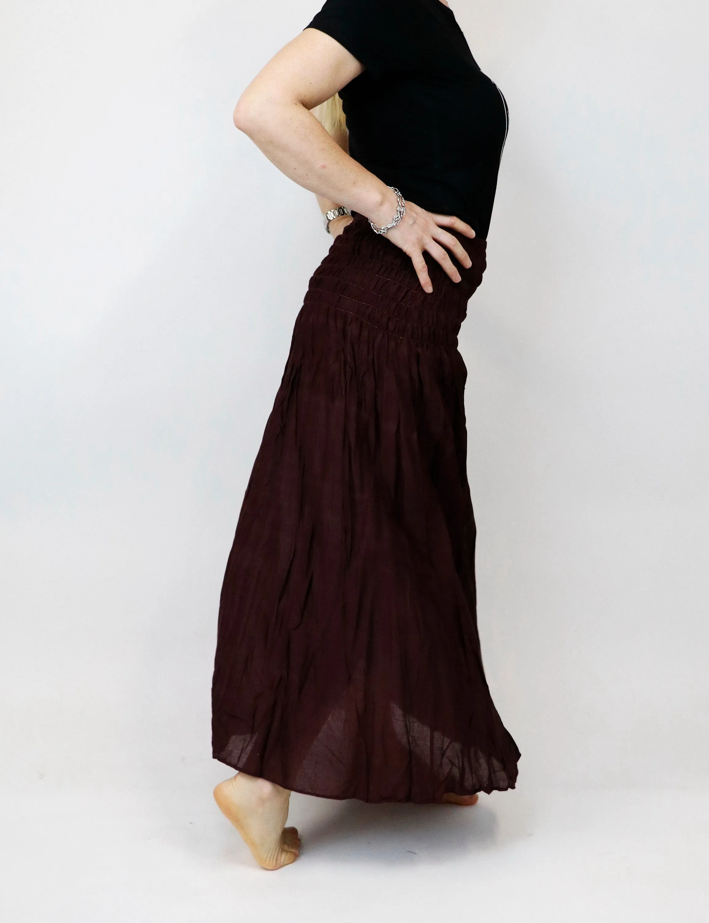 Maxi Dress/ Hippie Skirts Women Bohemian Solid color Beach Summer Long Sleeve Skirt