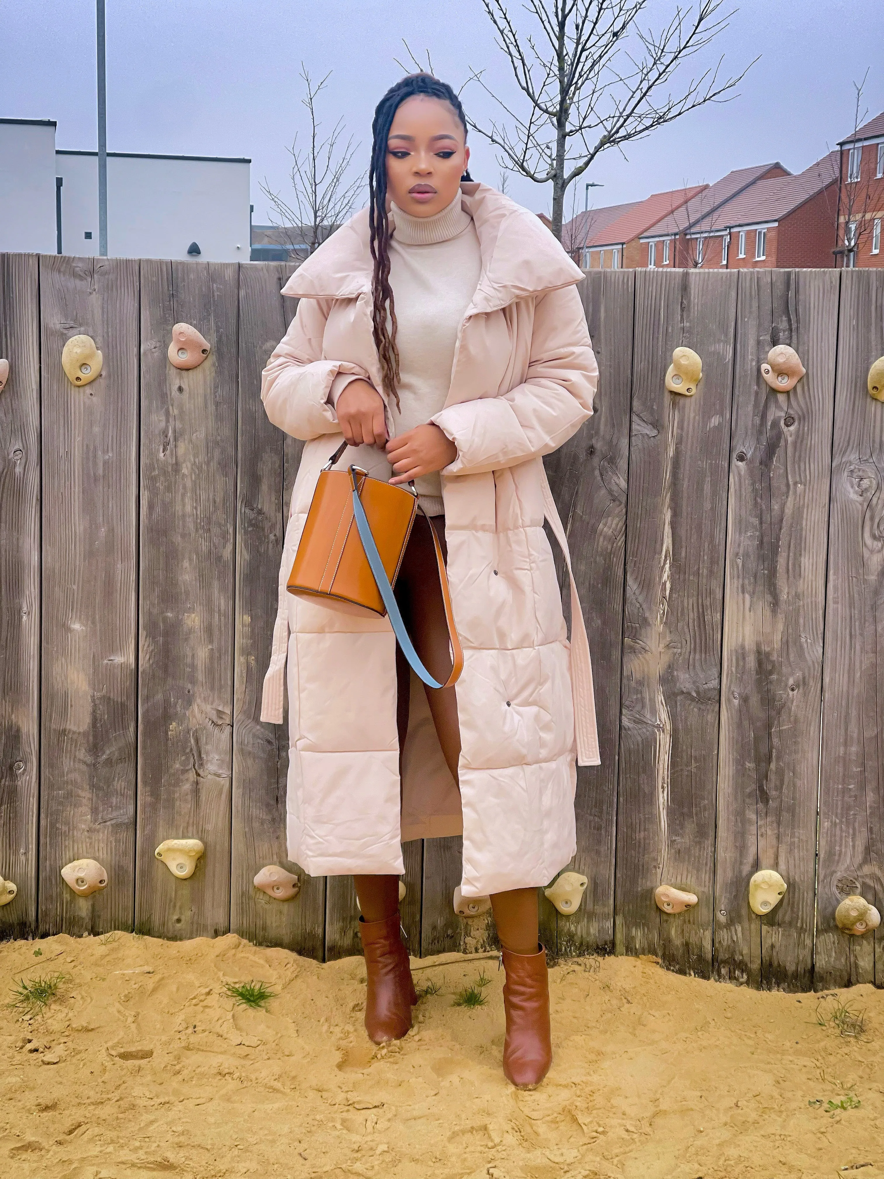 Maxi Longline Puffer Winter Jacket-Beige