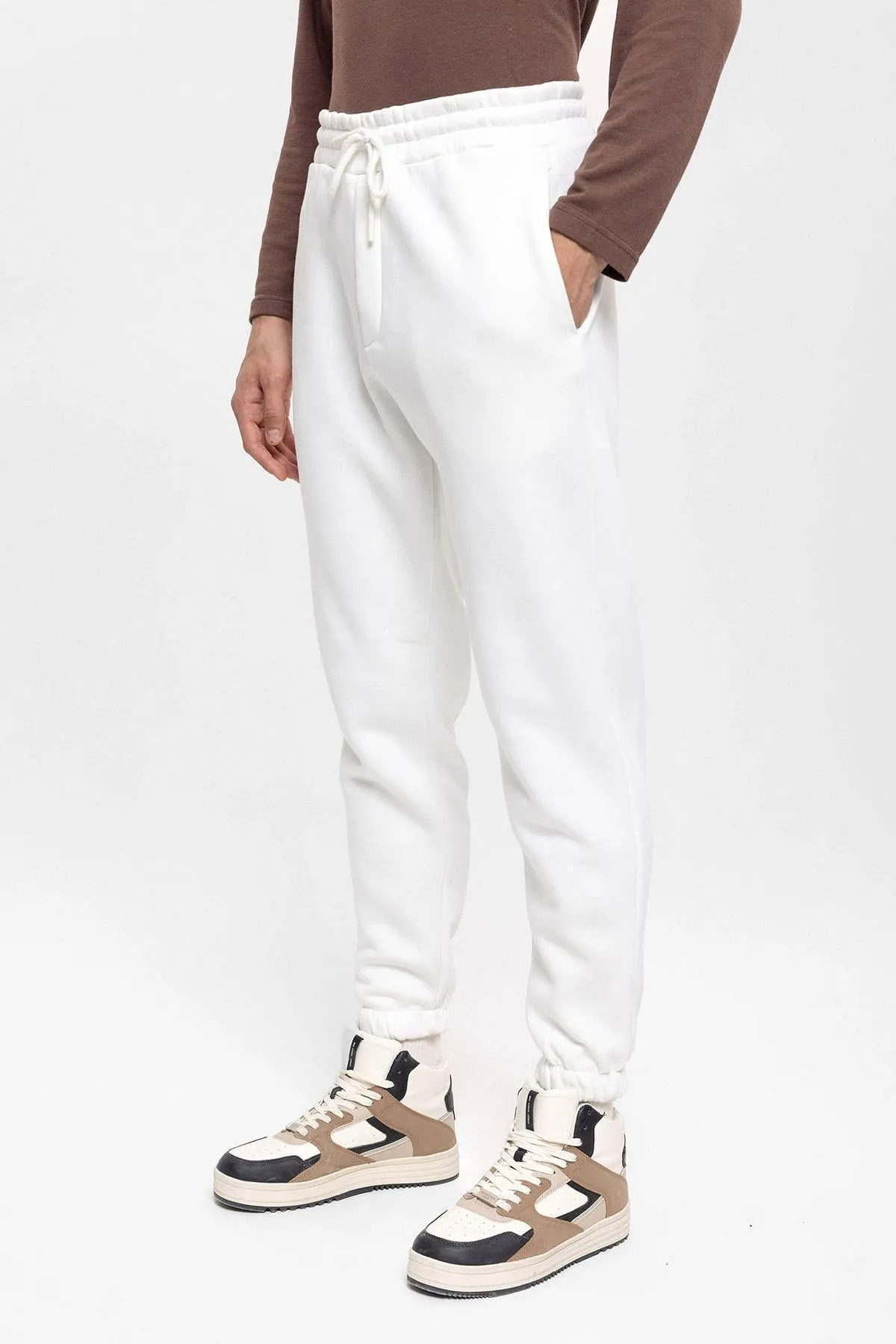Men's Ecru Tracksuit with Elastic Legs - Wessi