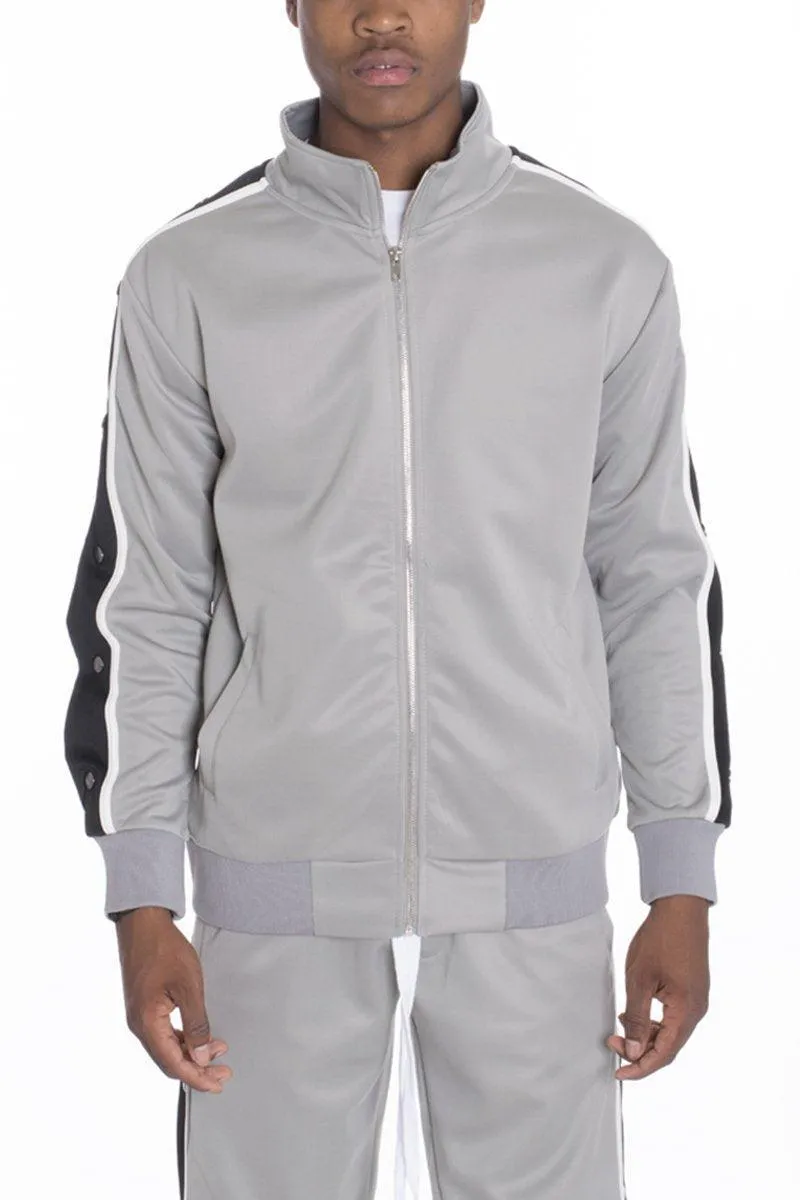 Mens Snap Button Grey Track Jacket