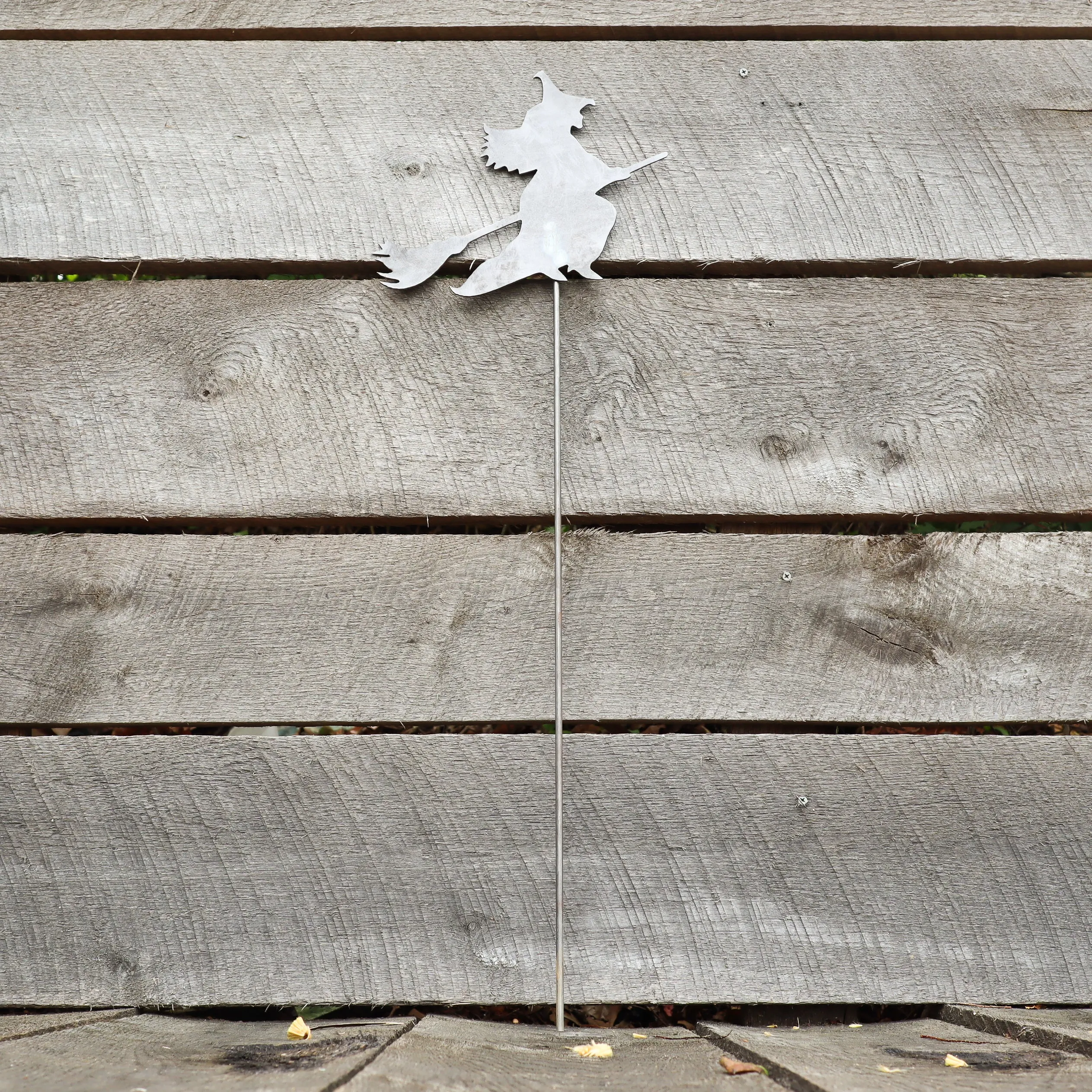 Metal Witch Garden Stake - Halloween Steel Lawn Decor - Fall Yard Art Marker