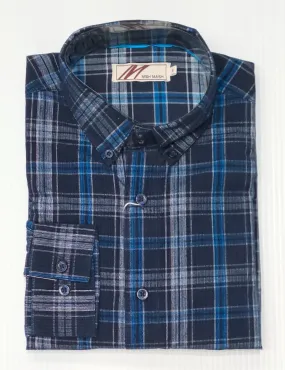 Mish Mash Gladiator Long Sleeve Check Shirt - Navy/White