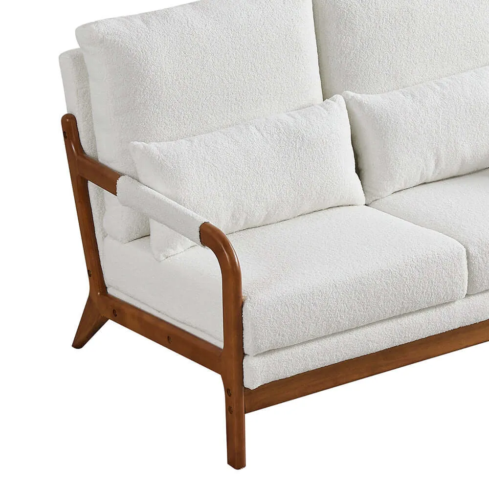 Modern 49" White Teddy Fabric Loveseat – Cozy Sofa for Home