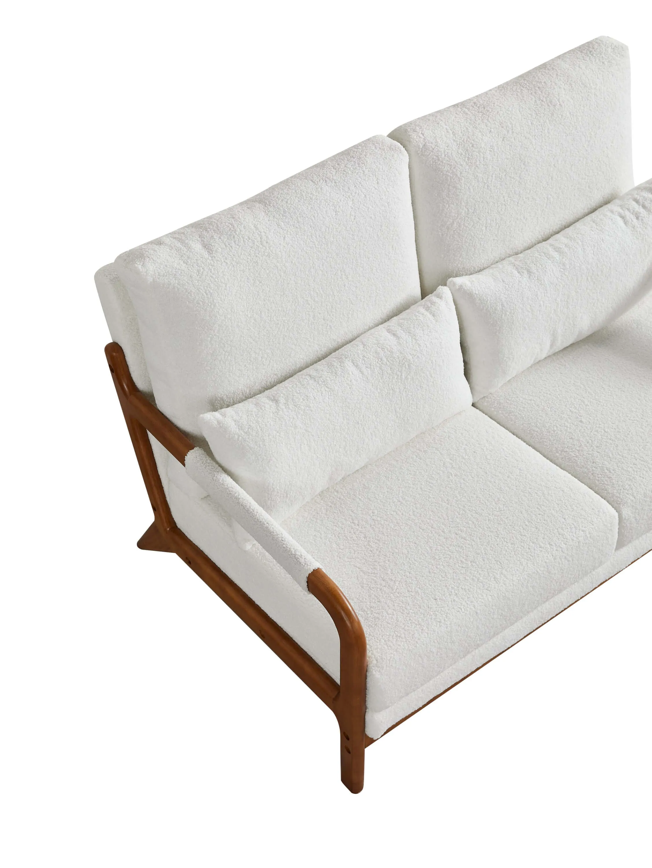 Modern 49" White Teddy Fabric Loveseat – Cozy Sofa for Home