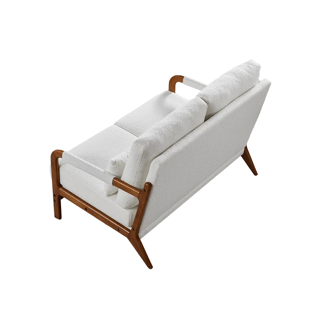 Modern 49" White Teddy Fabric Loveseat – Cozy Sofa for Home