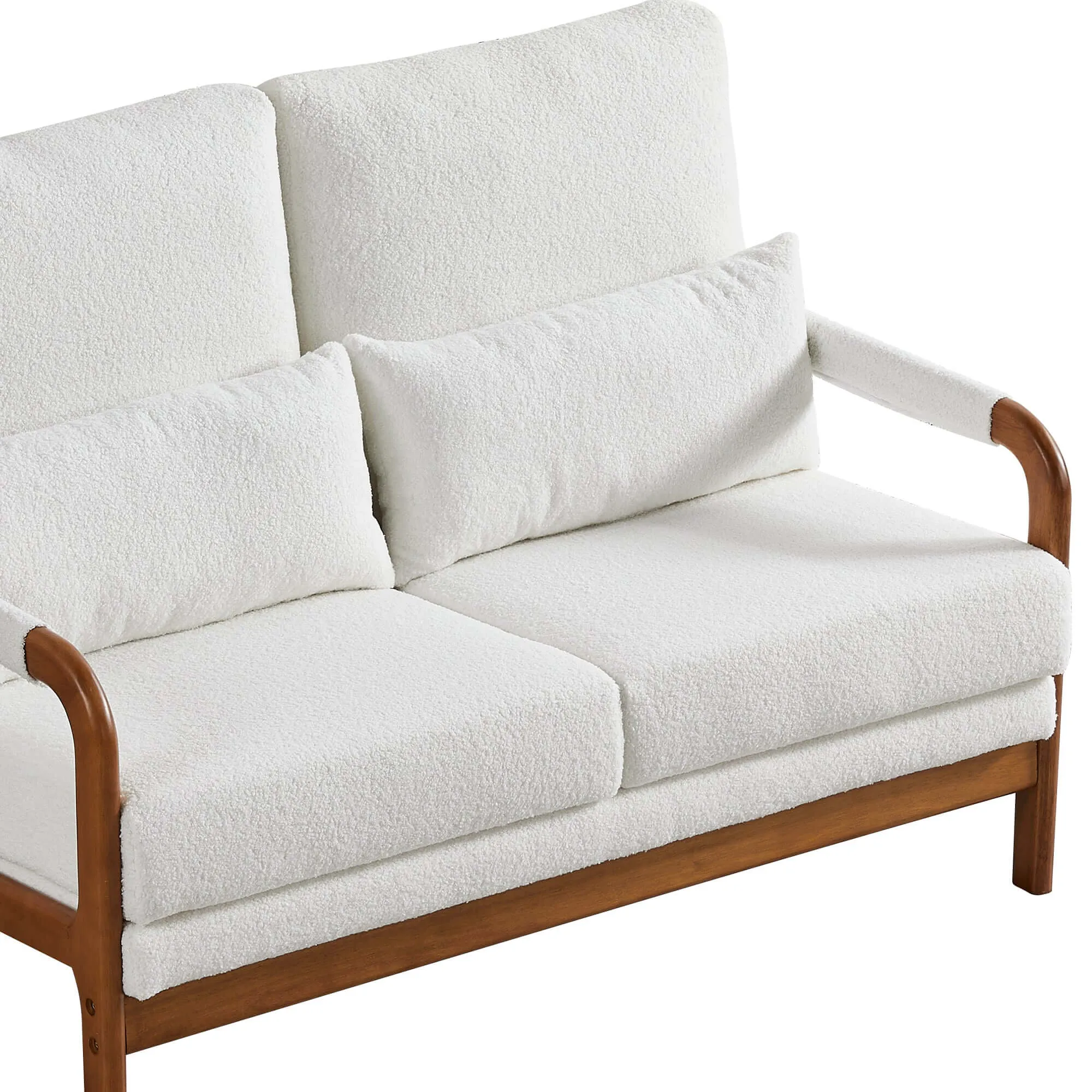 Modern 49" White Teddy Fabric Loveseat – Cozy Sofa for Home