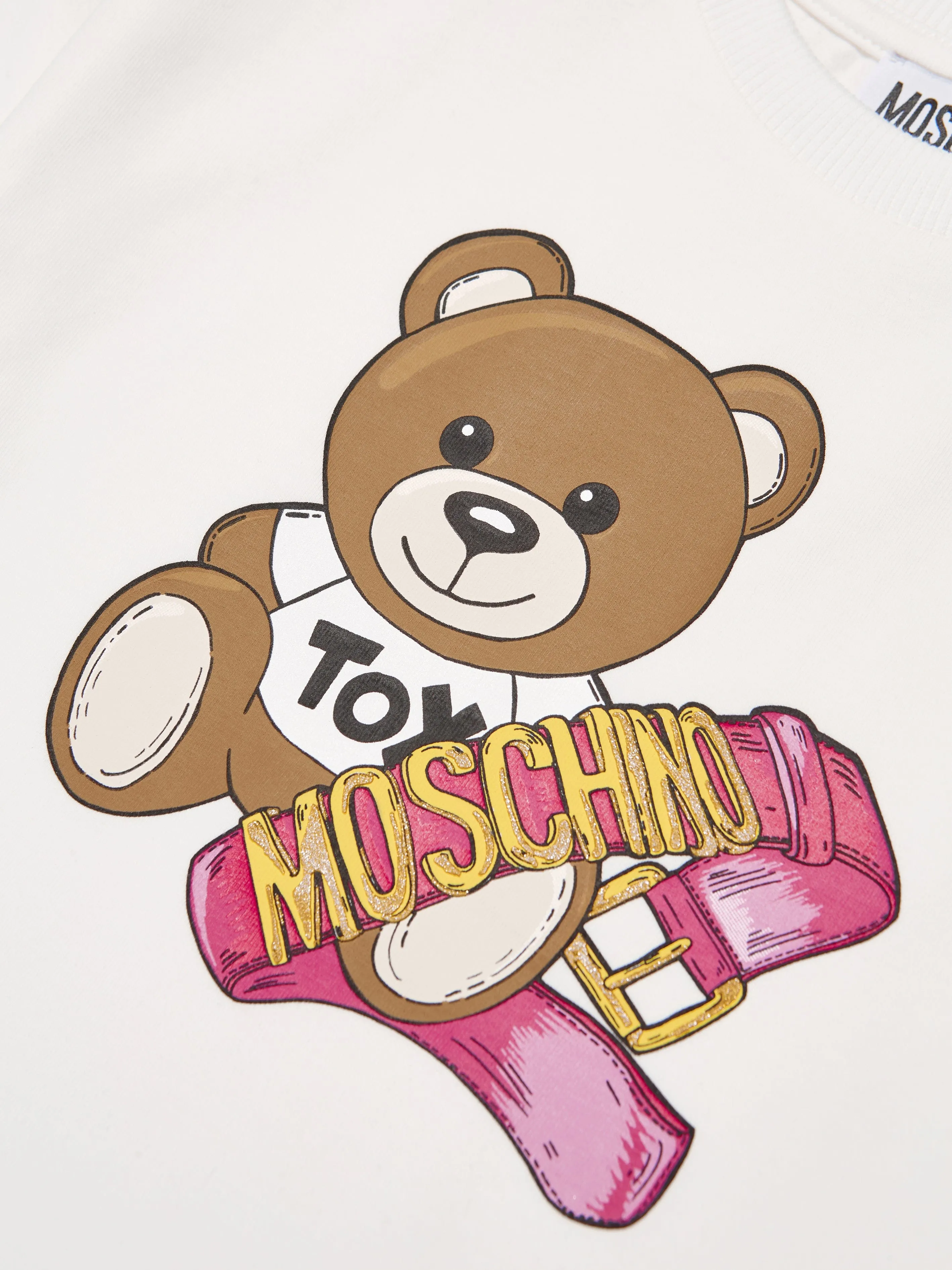 Moschino Girls Teddy Bear Maxi T-Shirt in Ivory