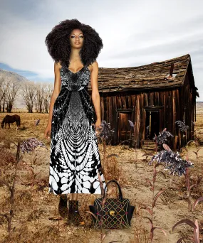 Not Ya Mamas Tie Dye- French Gothic V Neck Slip Dress in Back to Black | Le Leanian™