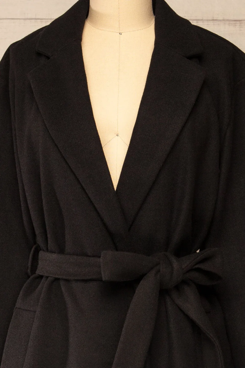 Ockley | Long Black Felt Coat