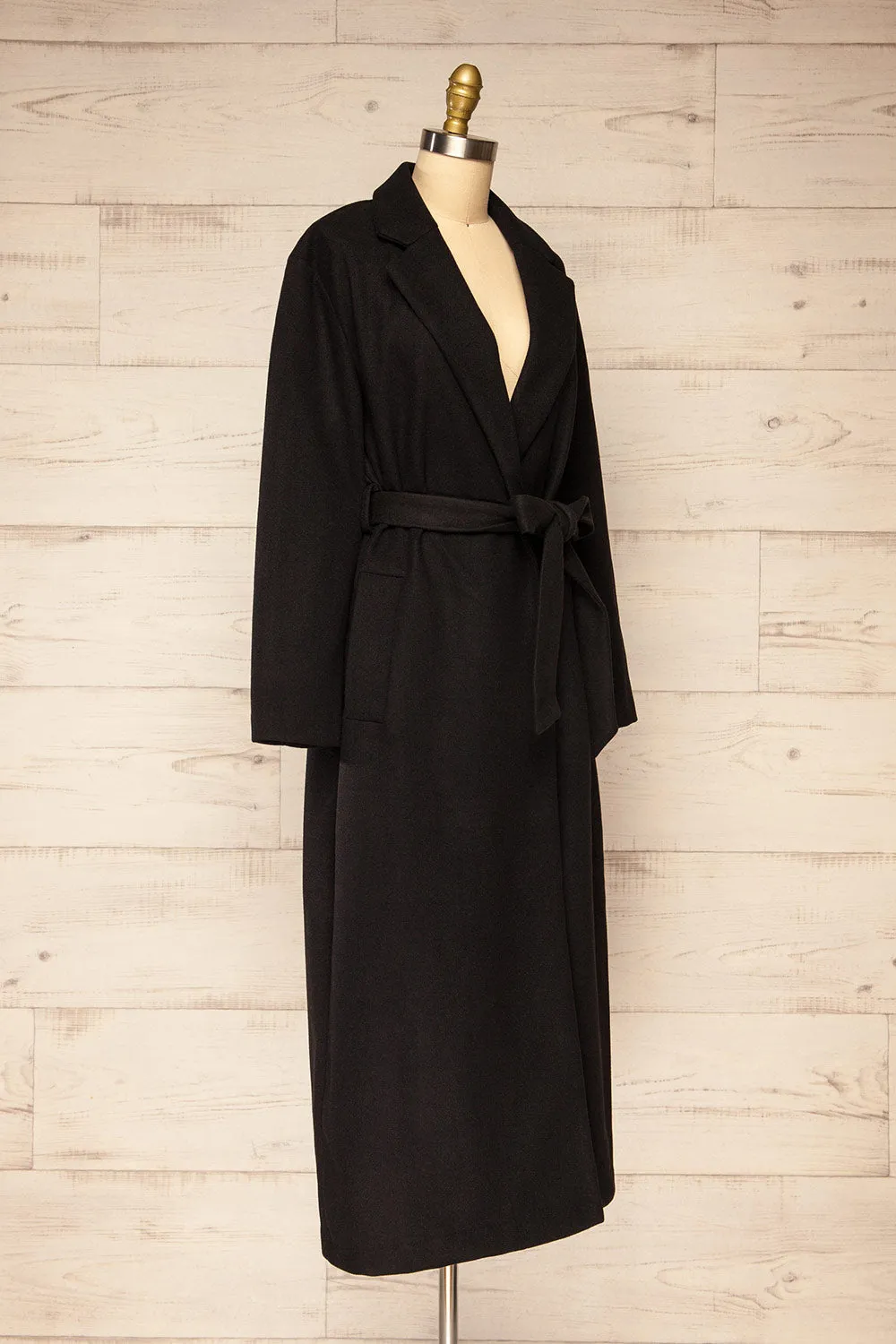 Ockley | Long Black Felt Coat