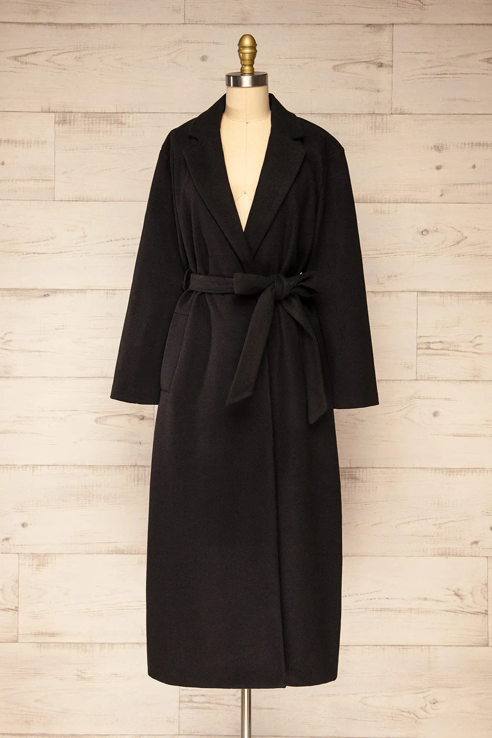 Ockley | Long Black Felt Coat