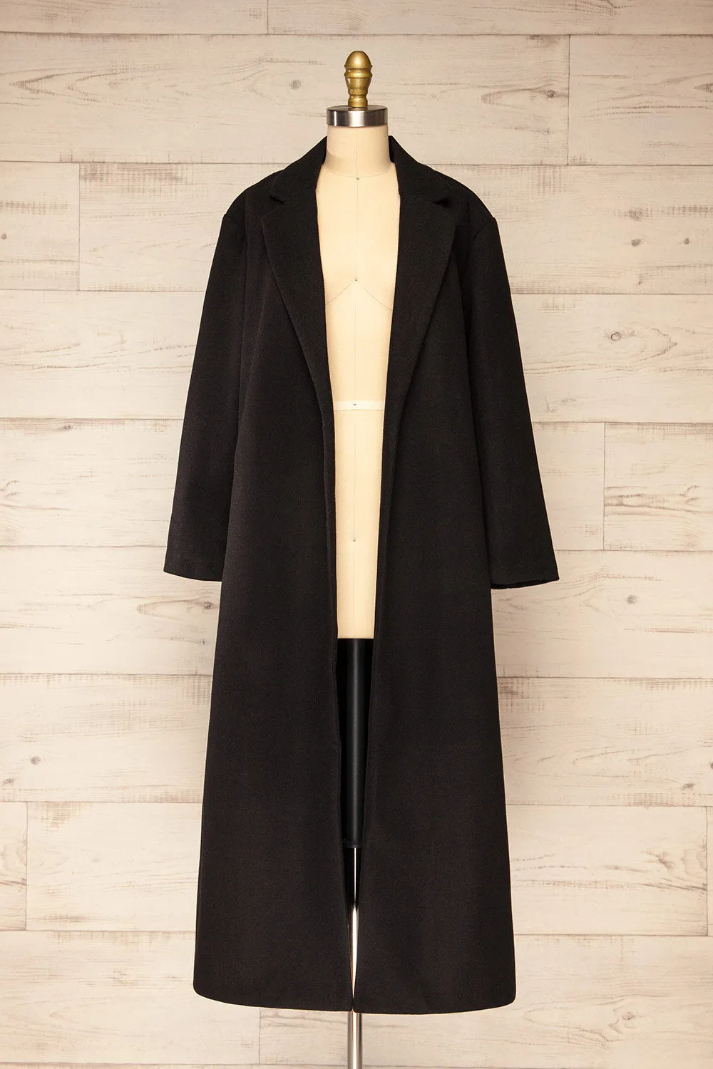 Ockley | Long Black Felt Coat