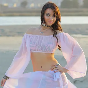 Off the Shoulder Floating Angel sleeve crop top