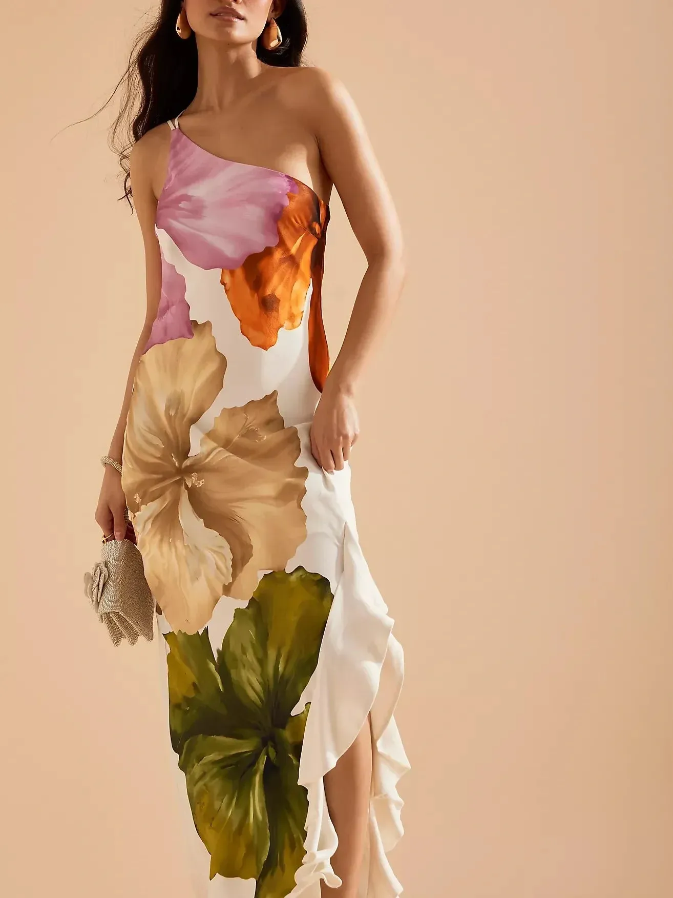 One-Shoulder Maxi Slip Dress