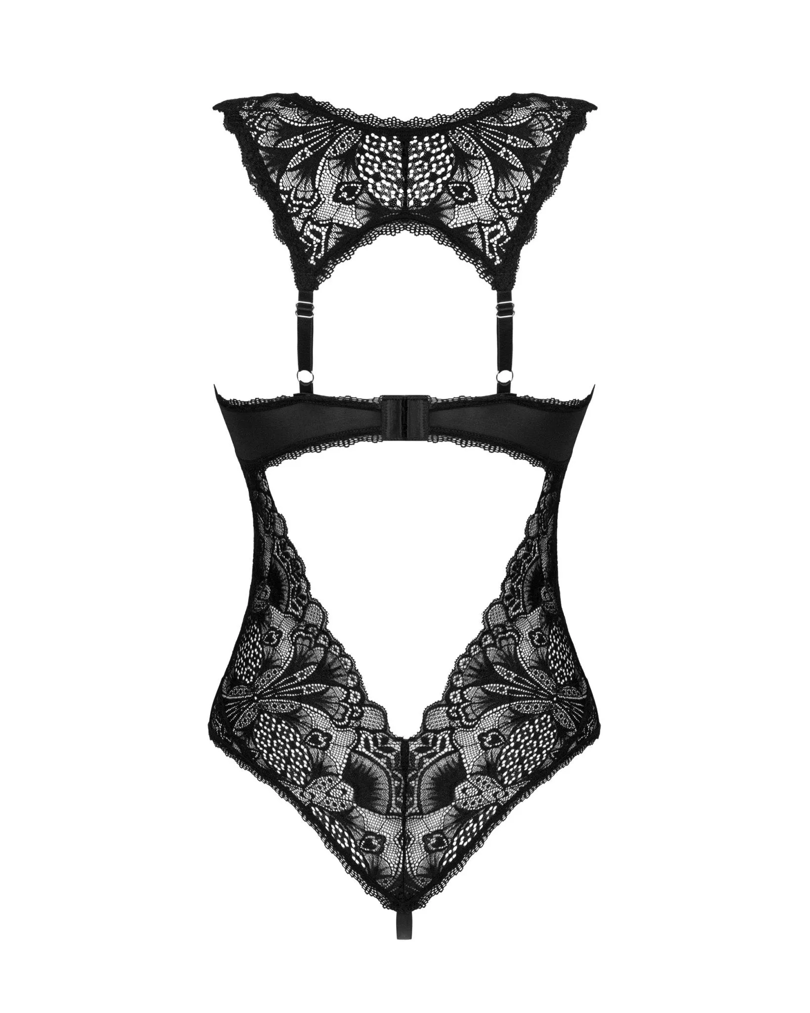 Open Crotch Underwire Black Lace Bodysuit