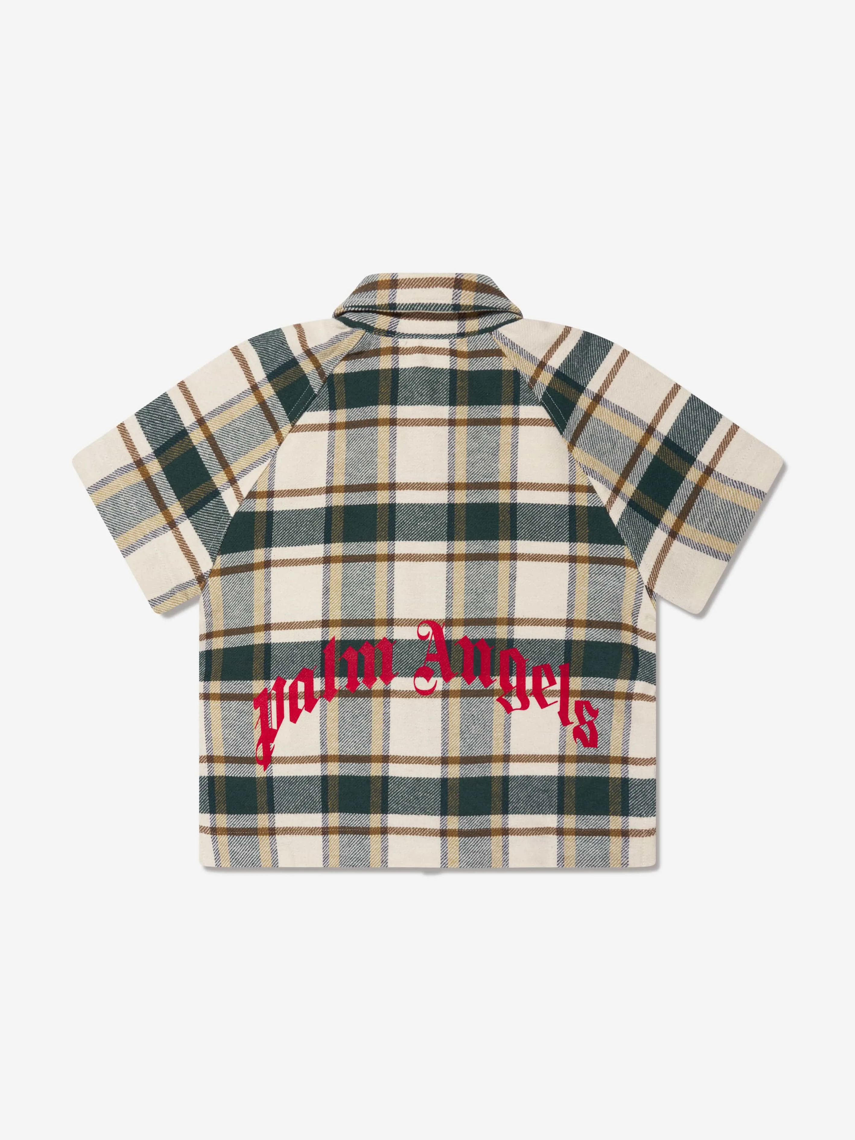 Palm Angels Boys Check Bears Paisley Shirt in Green