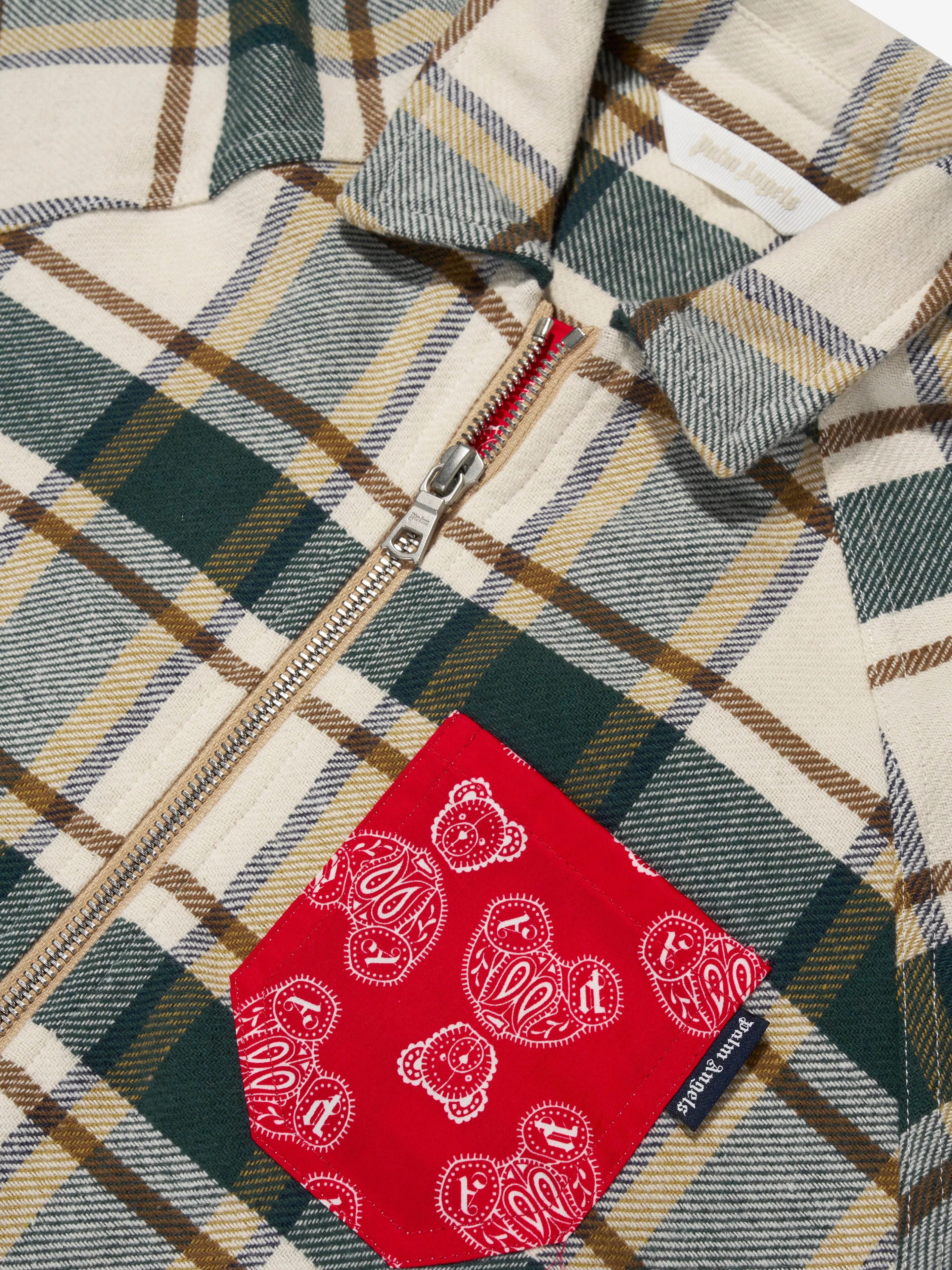 Palm Angels Boys Check Bears Paisley Shirt in Green