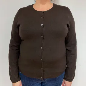 Peppercorn Brown Cashmere Crew Neck Cardigan Extra Large