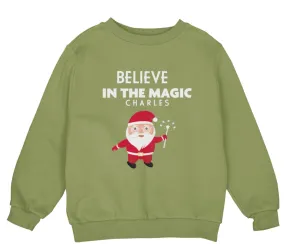 Personalized Christmas Sweatshirt for Toddler Boys with Believe in The Magic