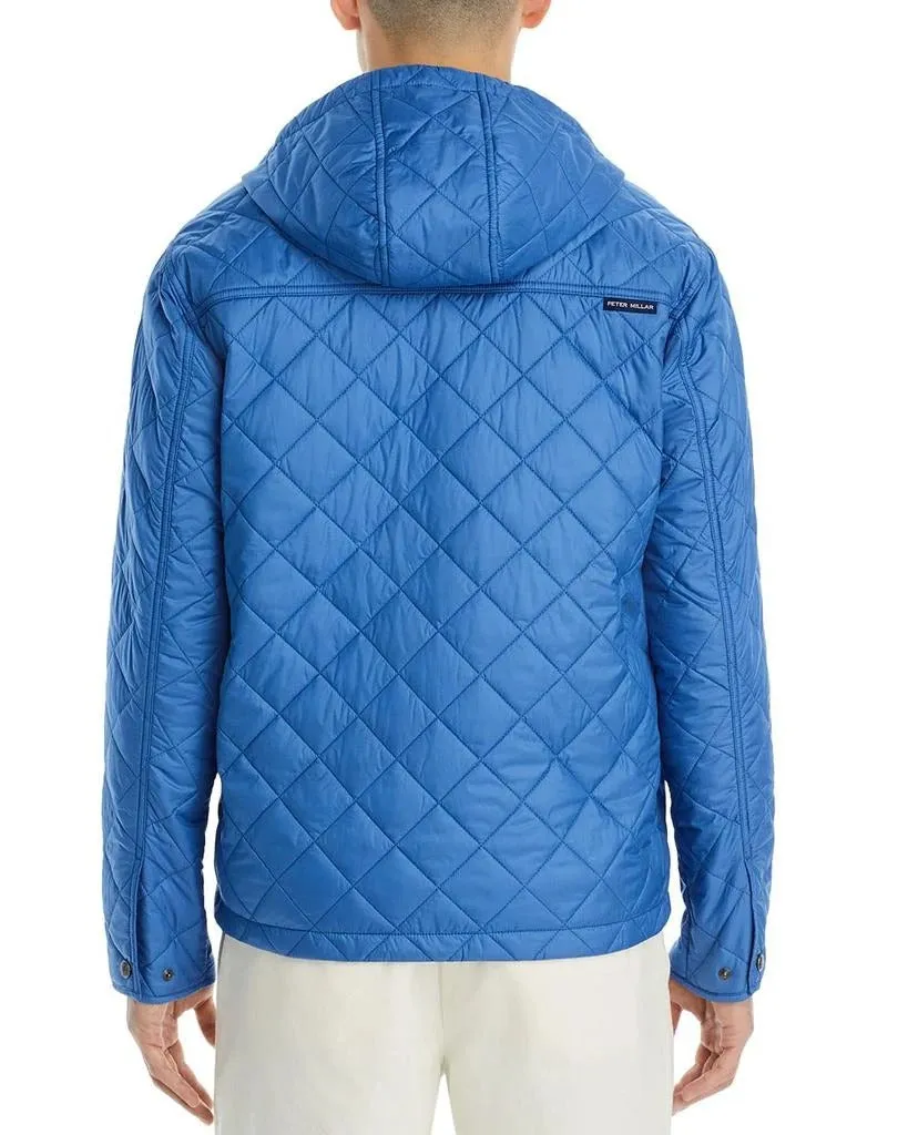 Peter Millar Mens Quilted Hooded Coat Small Blue Solid