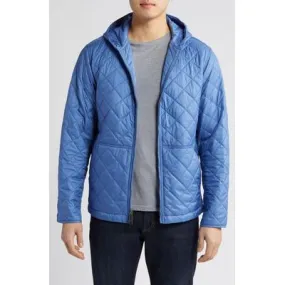 Peter Millar Mens Quilted Hooded Coat Small Blue Solid