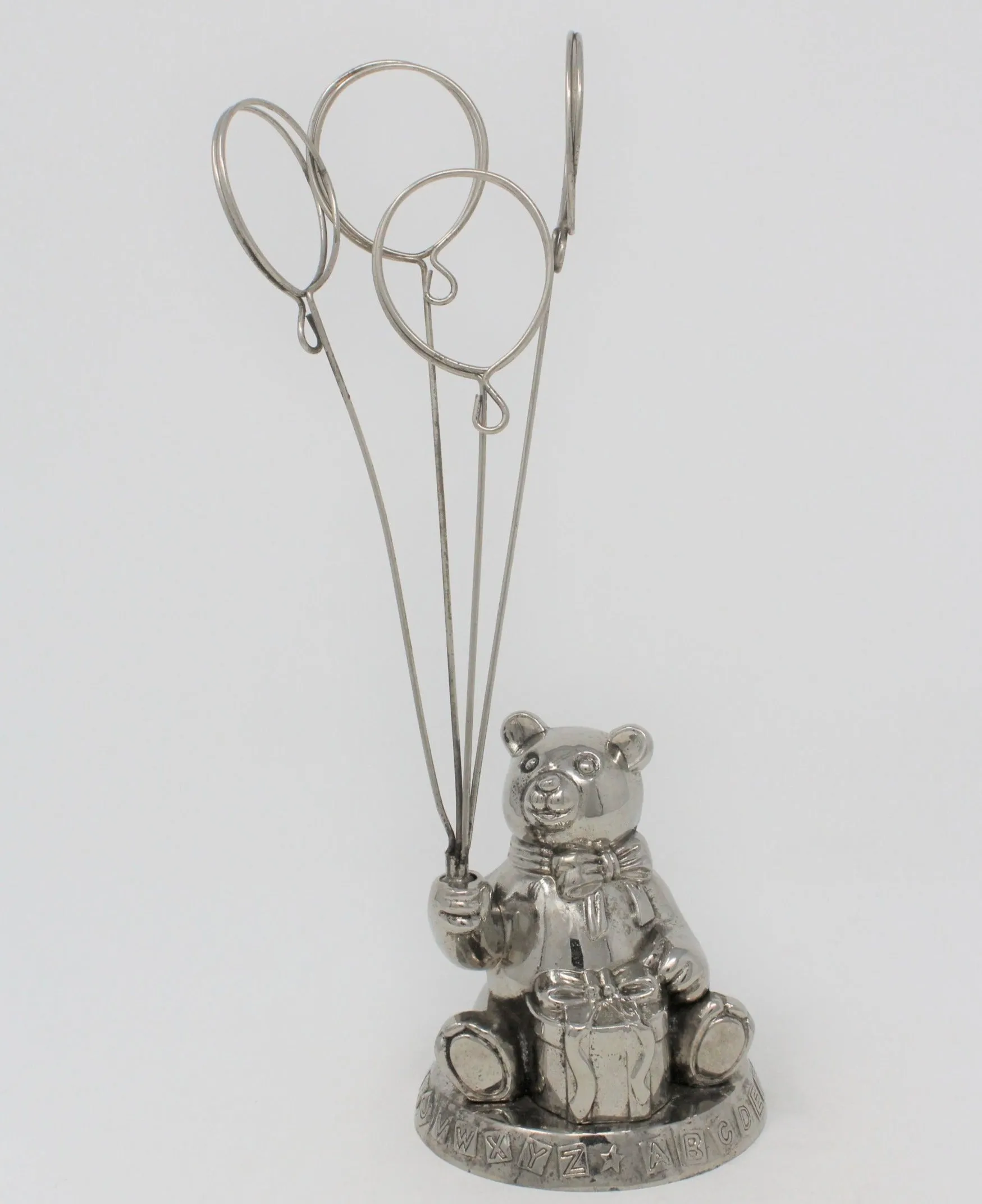 Photo / Card Holder, Godinger Silver Art, Teddy Bear w/ Balloons, Vintage