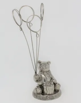 Photo / Card Holder, Godinger Silver Art, Teddy Bear w/ Balloons, Vintage