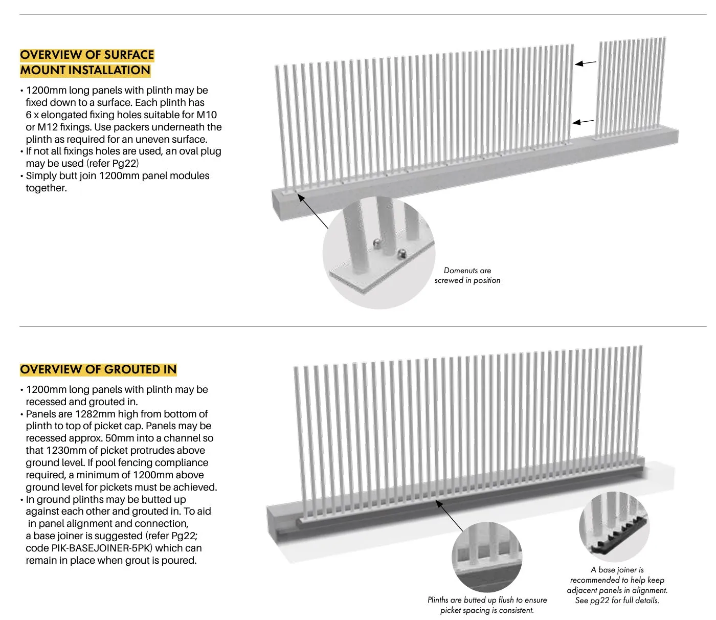 PIK Panel - 1200Wx1280H - Black,    Blade Picket Pool Fencing,