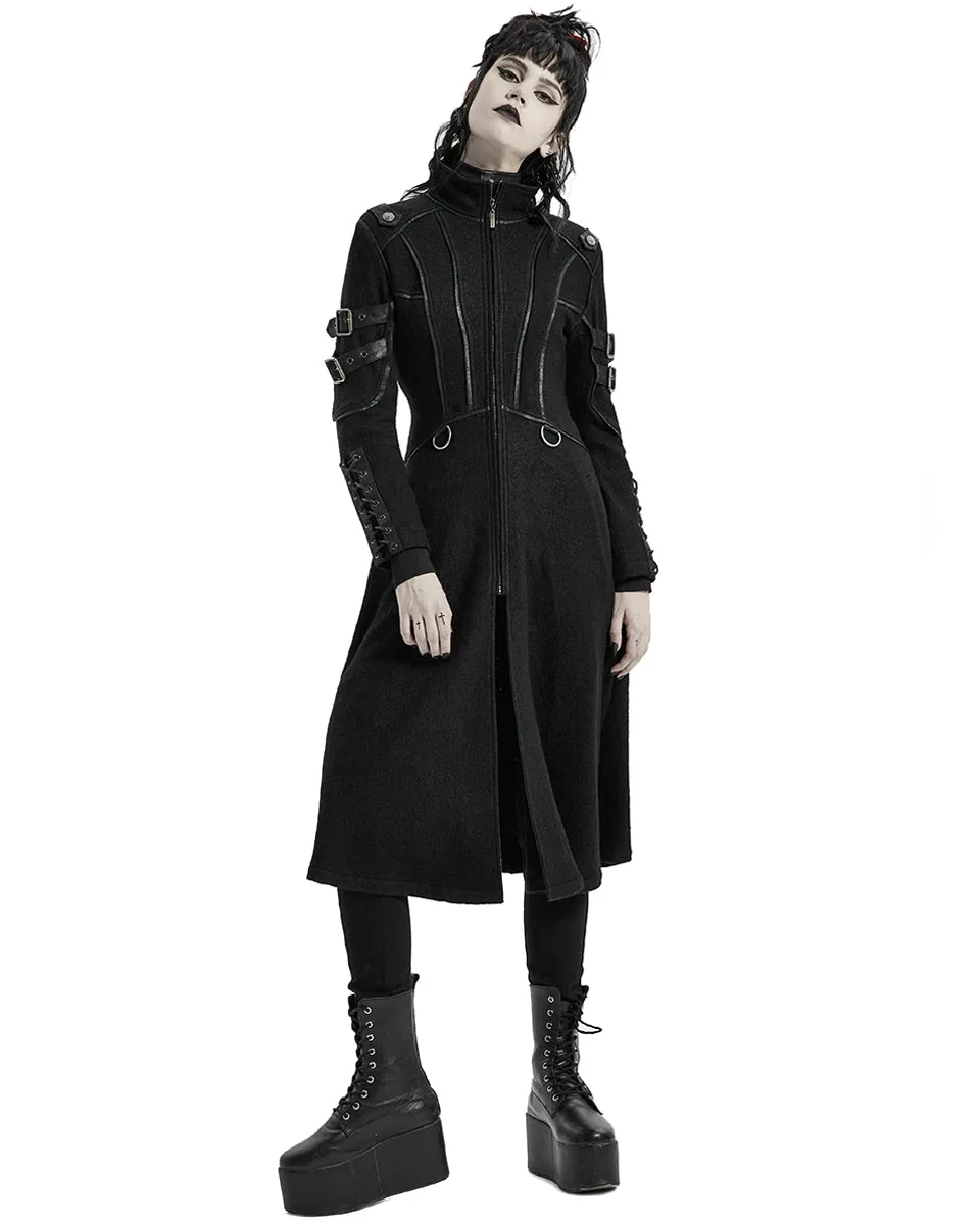 Punk Rave Insurrectine Womens Cyberpunk Coat - Black