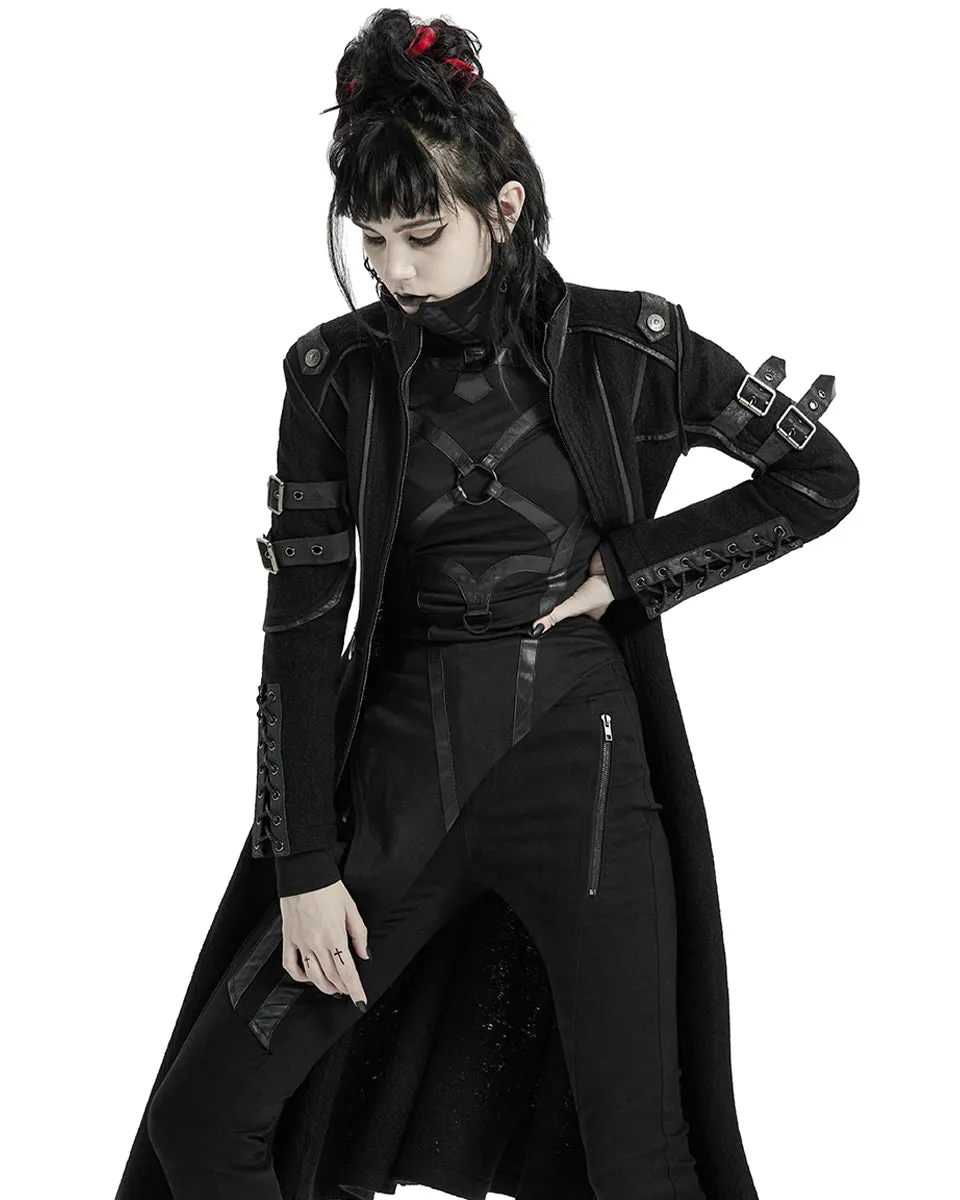 Punk Rave Insurrectine Womens Cyberpunk Coat - Black