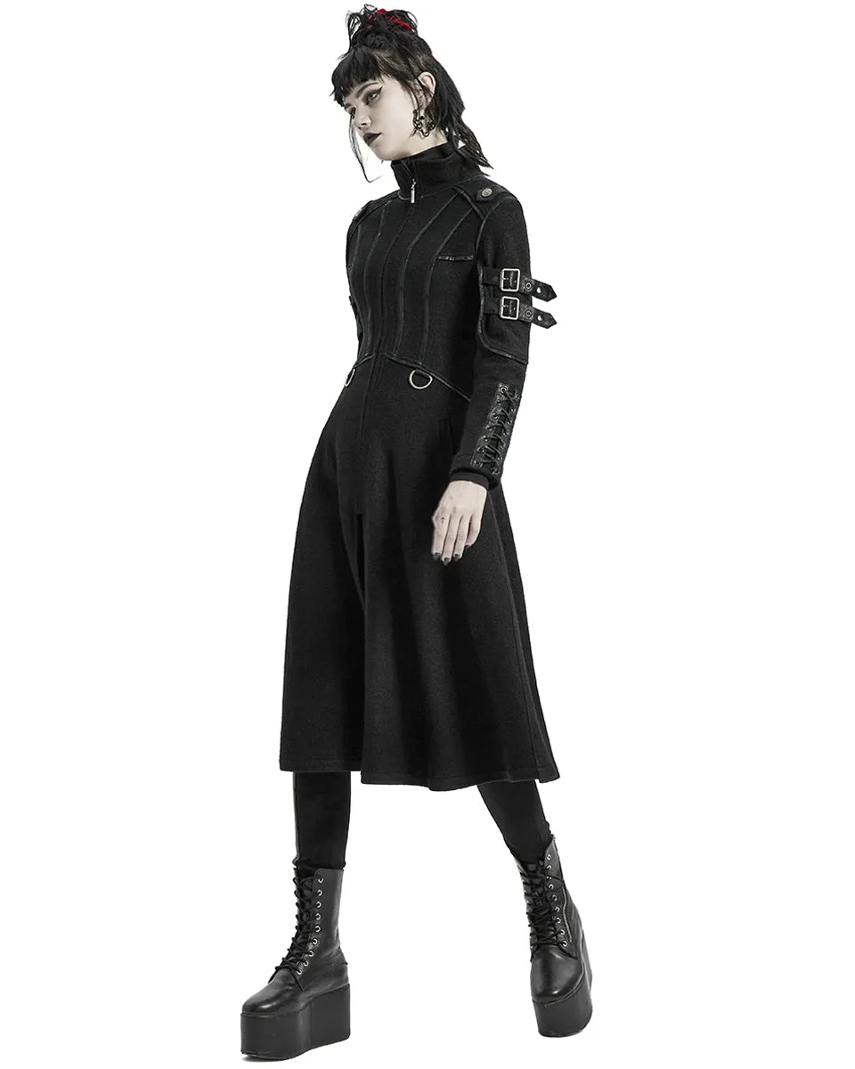 Punk Rave Insurrectine Womens Cyberpunk Coat - Black