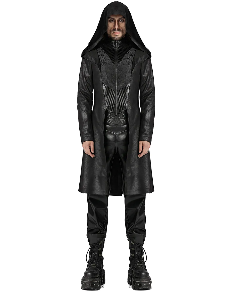 Punk Rave Mens Cyberpunk Apocalptic Gothic Hooded Techwear Coat