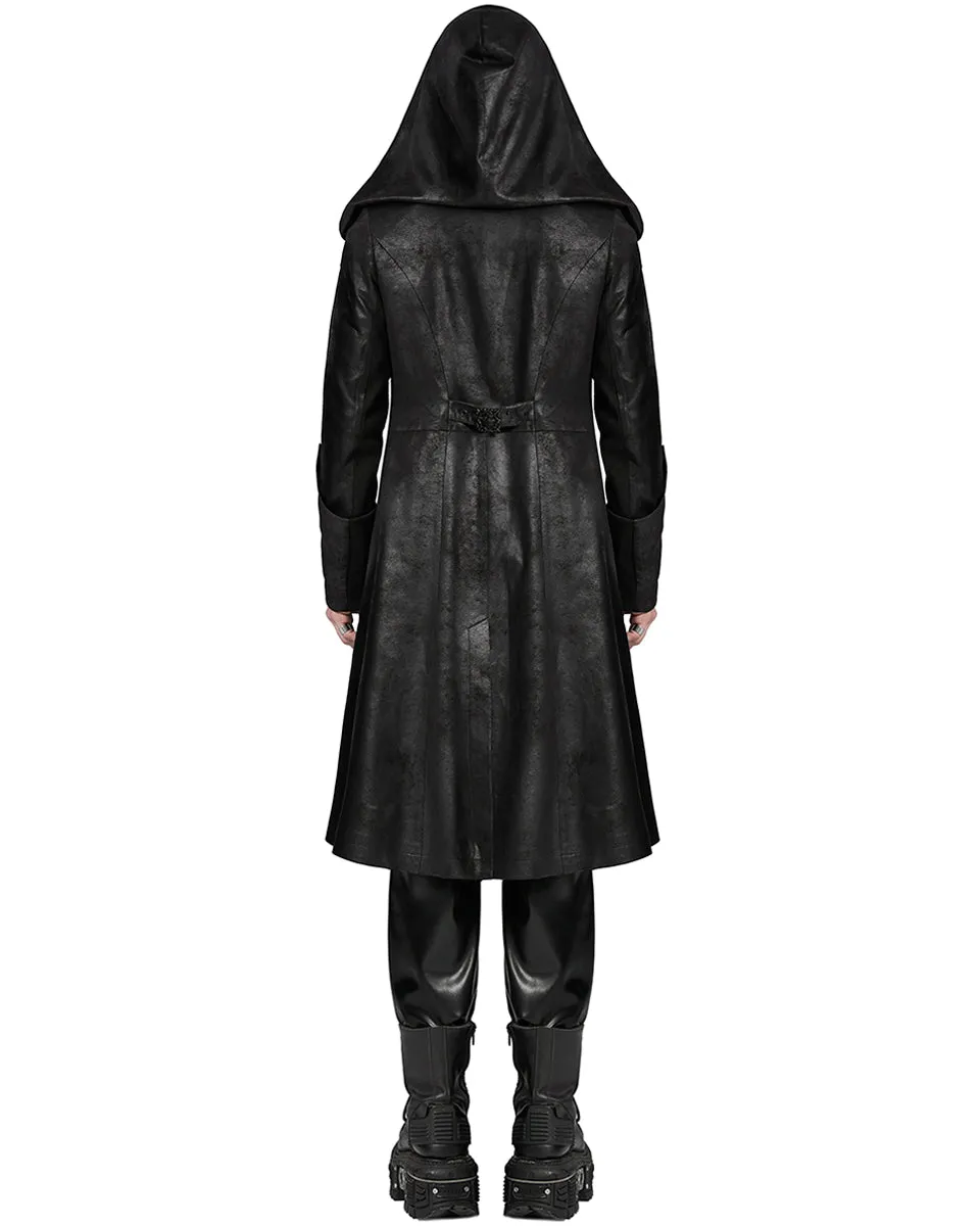 Punk Rave Mens Cyberpunk Apocalptic Gothic Hooded Techwear Coat