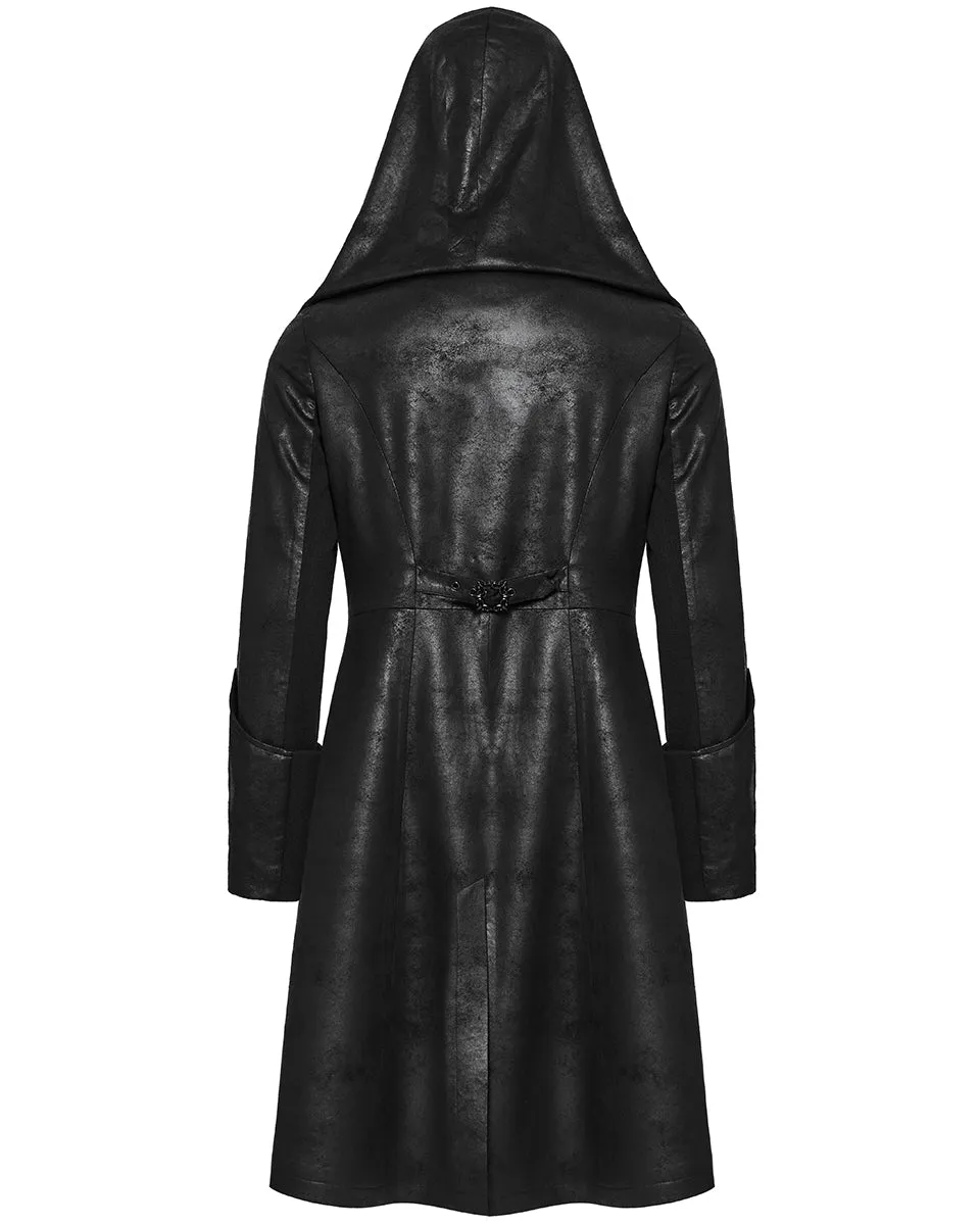 Punk Rave Mens Cyberpunk Apocalptic Gothic Hooded Techwear Coat