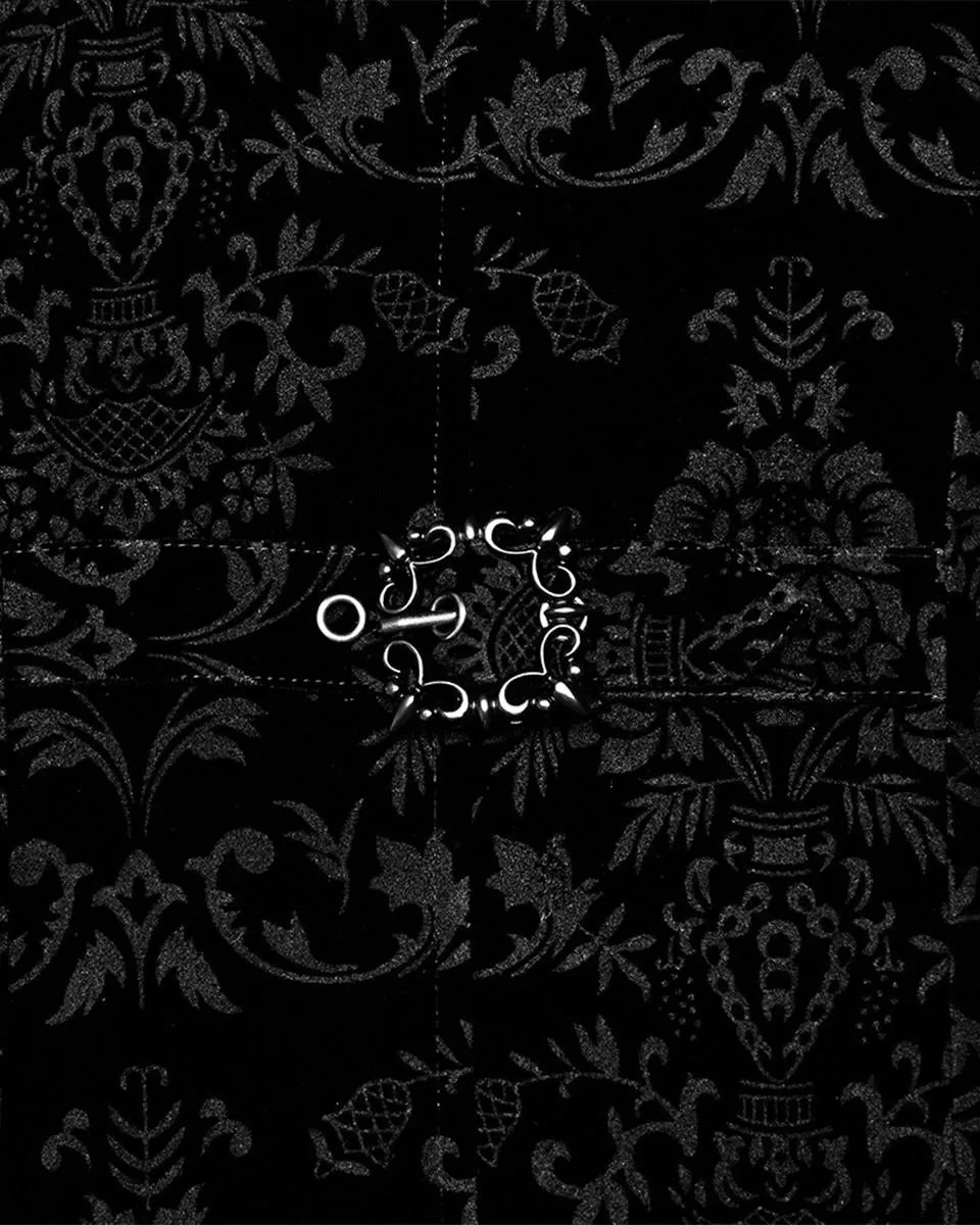 Punk Rave Mens Dark Gothic Aristocrat Coat - Black Damask Velvet