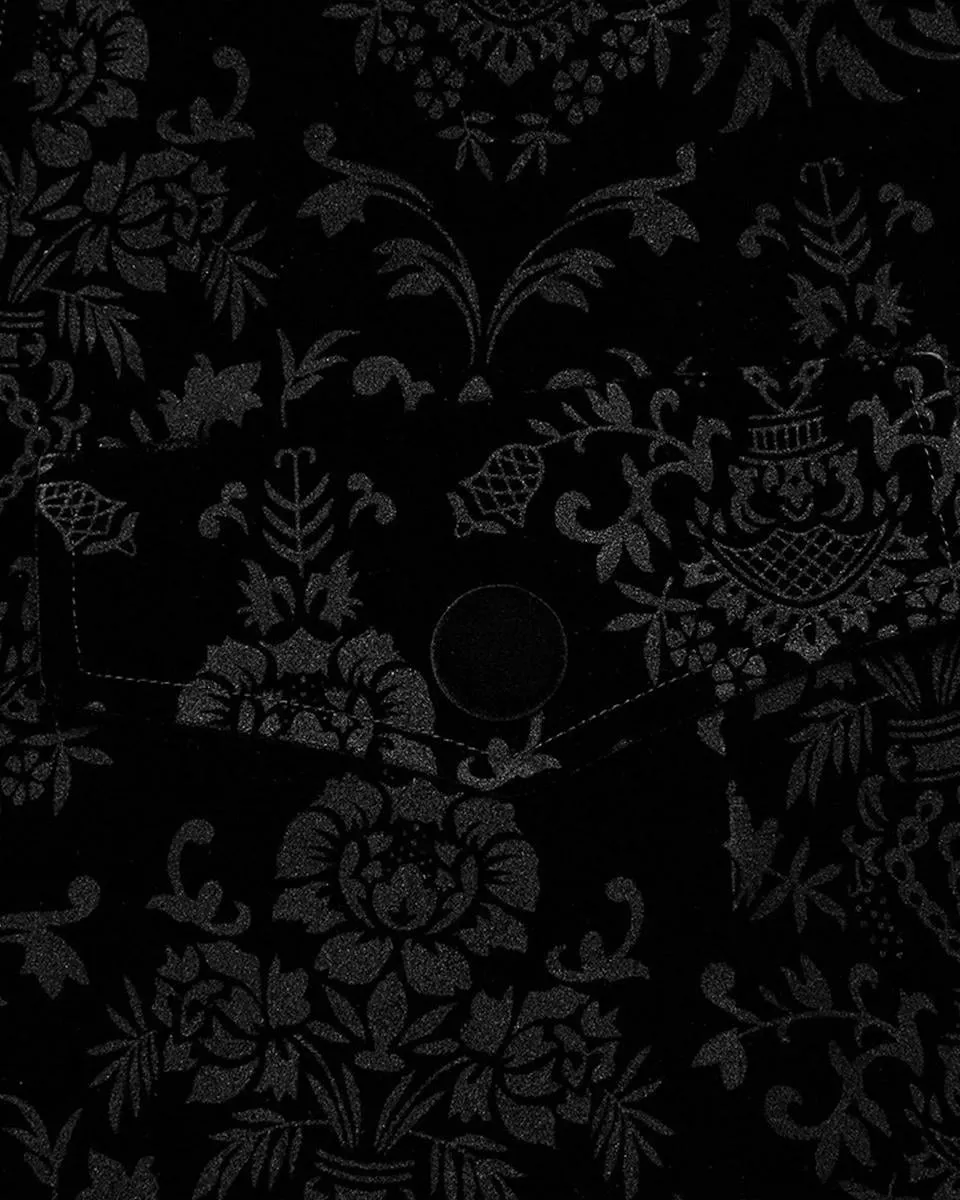 Punk Rave Mens Dark Gothic Aristocrat Coat - Black Damask Velvet