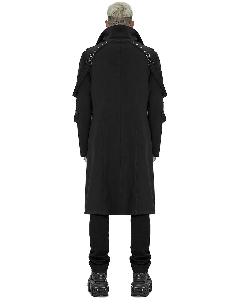 Punk Rave Mens Futuristic Cyberpunk Spliced Knit Coat