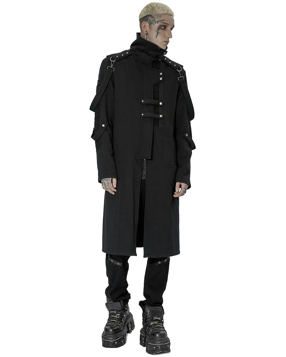 Punk Rave Mens Futuristic Cyberpunk Spliced Knit Coat