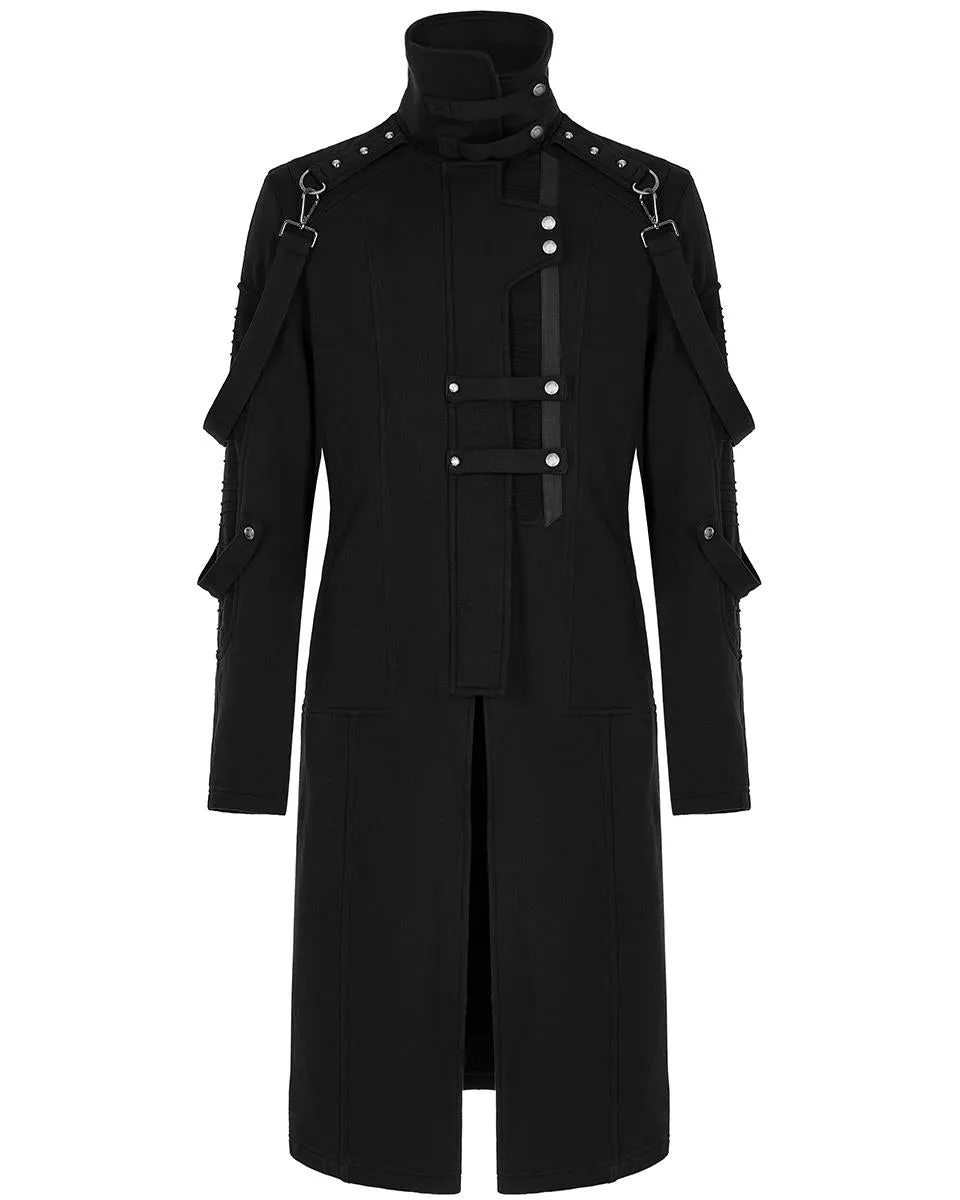 Punk Rave Mens Futuristic Cyberpunk Spliced Knit Coat