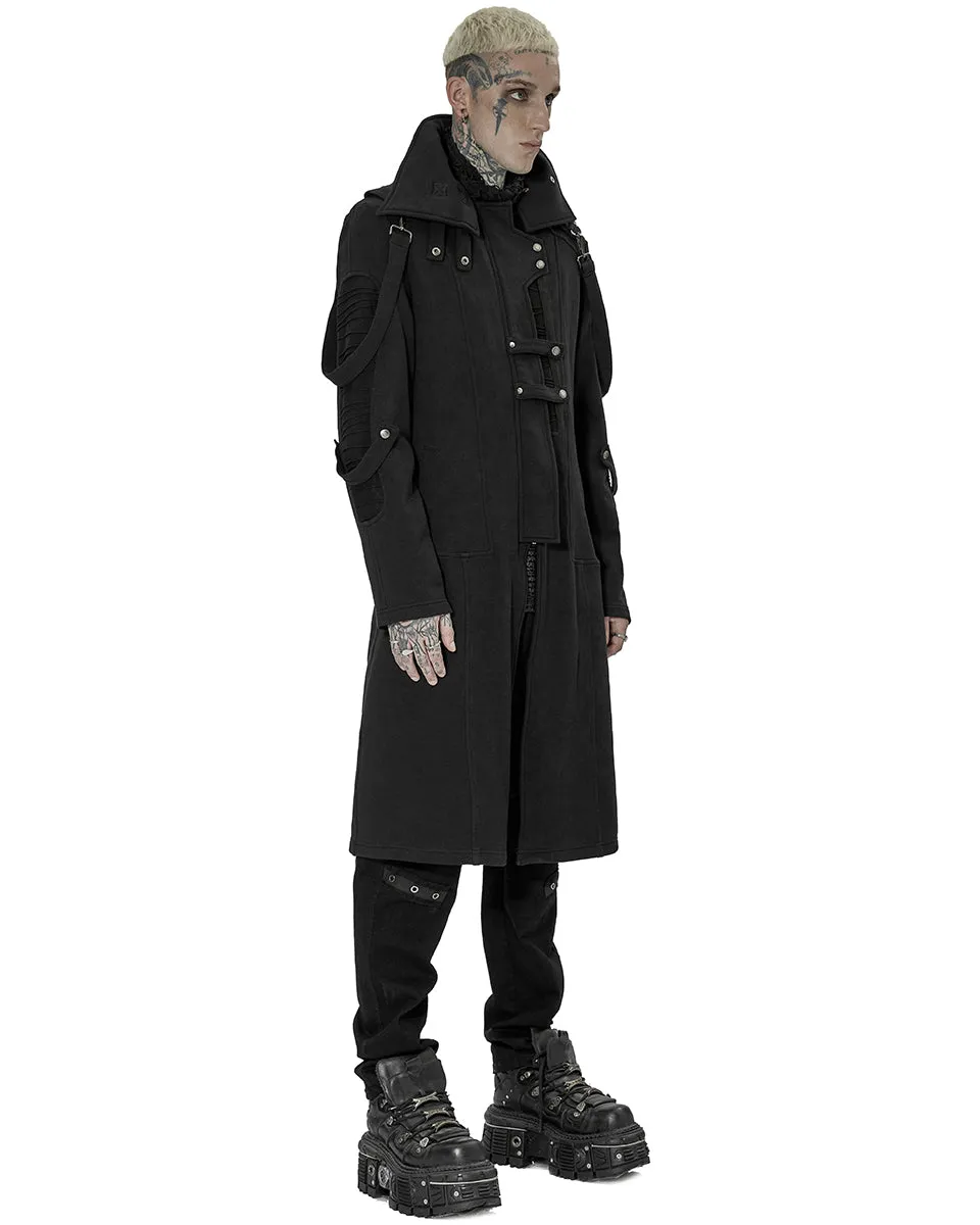 Punk Rave Mens Futuristic Cyberpunk Spliced Knit Coat