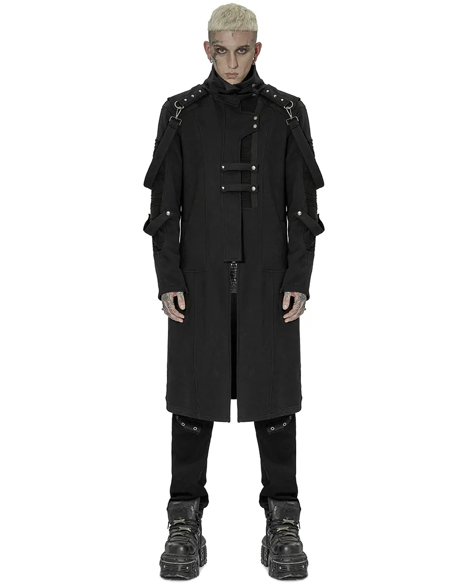 Punk Rave Mens Futuristic Cyberpunk Spliced Knit Coat