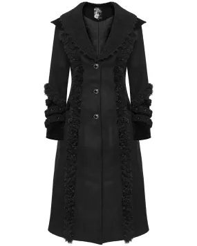 Punk Rave Womens Gothic Winter Fur Trimmed Coat - Extended Size Range