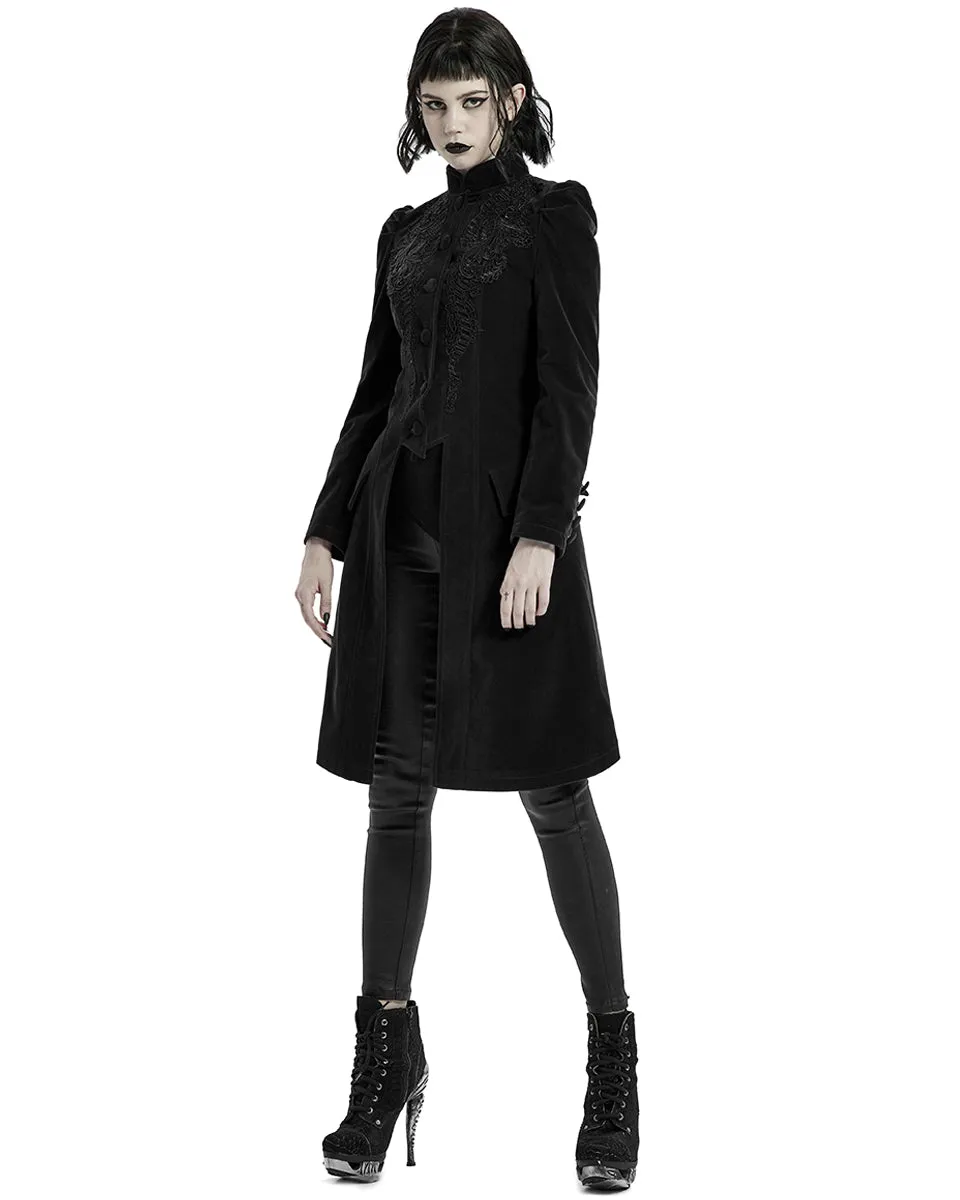 Punk Rave Womens Vespertine Mid-Length Coat - Black