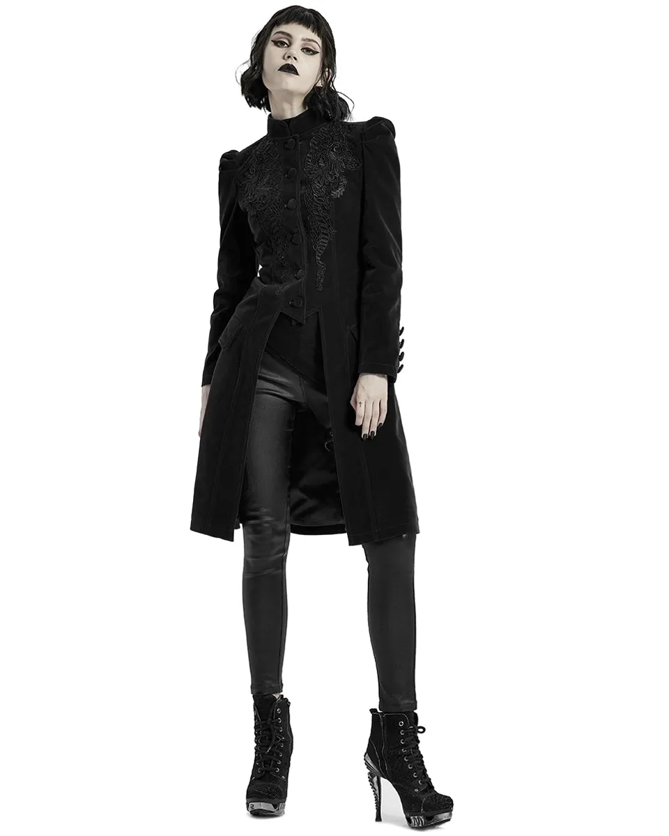 Punk Rave Womens Vespertine Mid-Length Coat - Black
