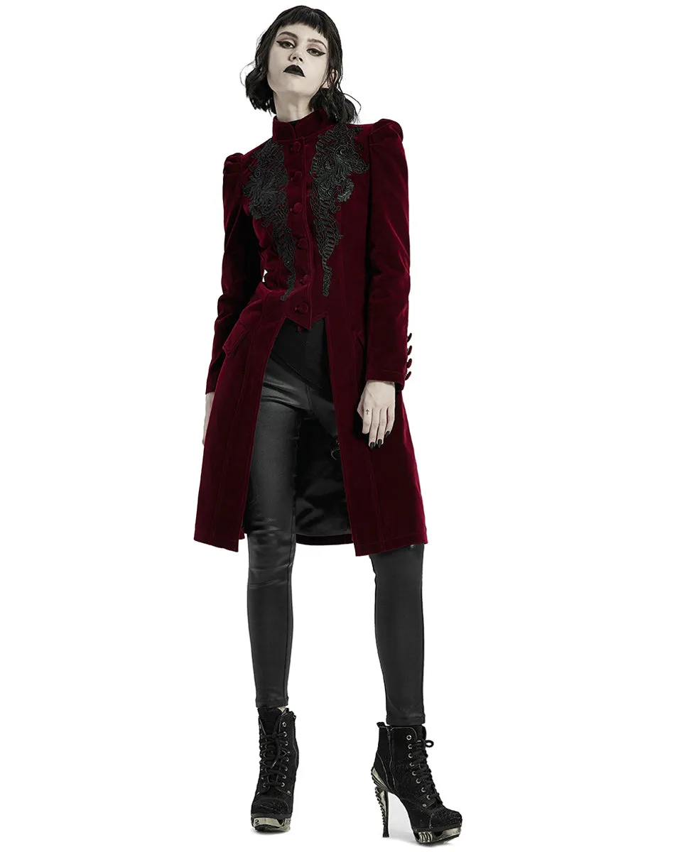 Punk Rave Womens Vespertine Mid-Length Coat - Red